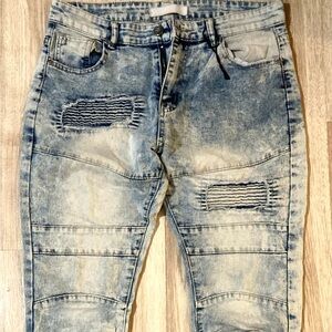 GS-115 Mens Jeans distressed frosted slim skinny fit sz 32 cotton